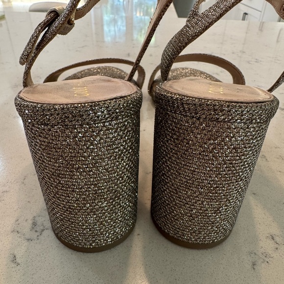Cole Haan Womens Josie Gold Glitter Block Heel Dress Sandals Shoes Sz 9.5B NEW - Picture 4 of 10